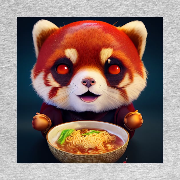 Kawaii Red Panda Eating Ramen by Grassroots Green